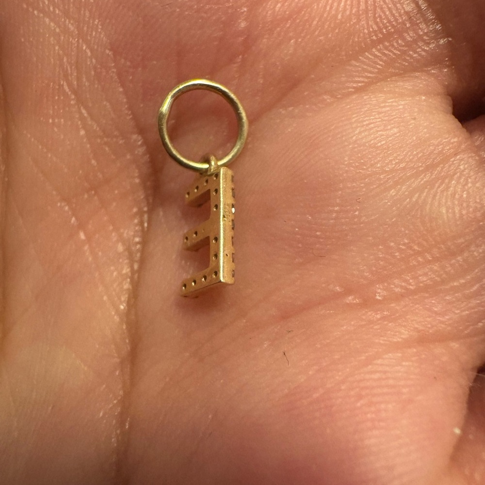 14k solid gold pave diamond alphabet charm - Picture 6 of 6